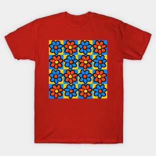 retro pop art flower pattern T-Shirt